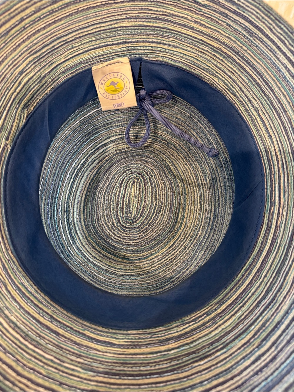 Blue Striped Sun Hat - Women's Beach Hat - Picture 4 of 5